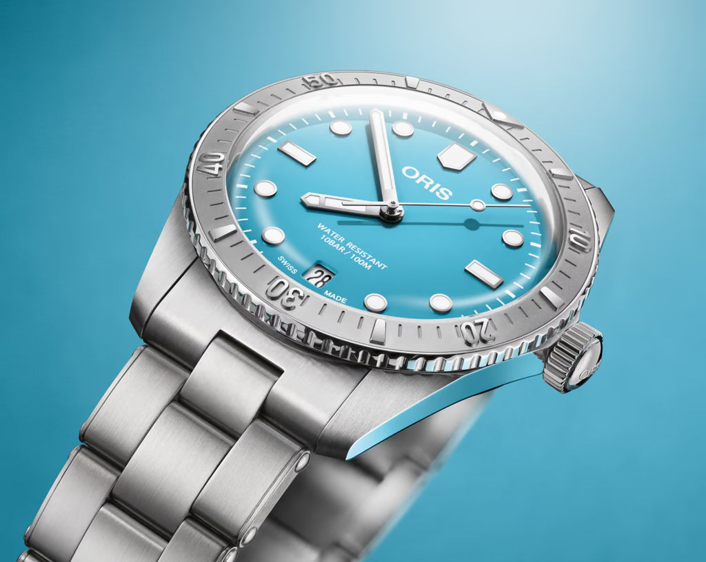Orologio Oris Divers Sixty-Five quadrante blu e bracciale in acciaio