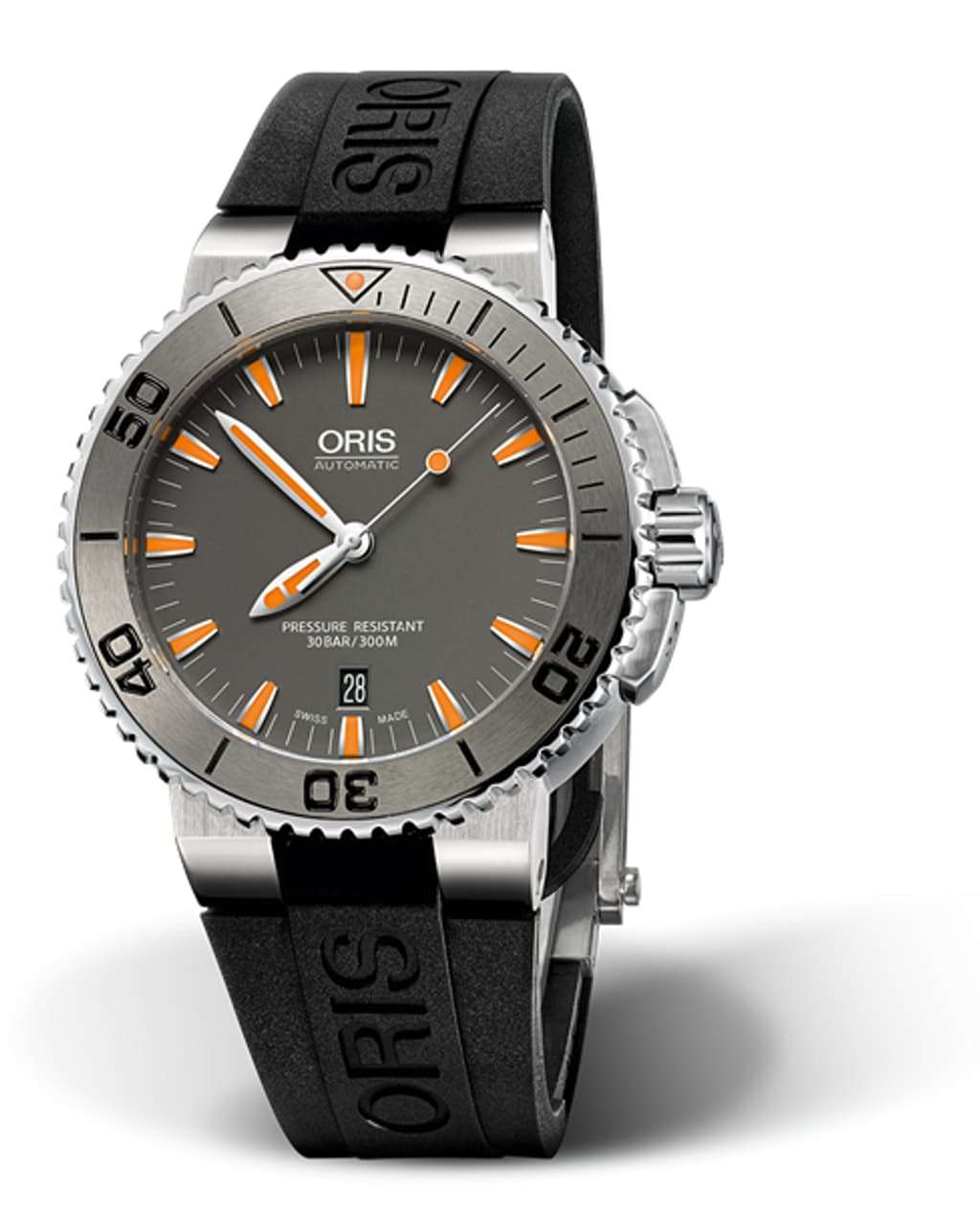 Oris Aquis Date Uomo 43 mm Acciaio Quadrante Grigio Lunetta in Tungsteno Vetro Zaffiro Calibro 733-1 Automatico Cinturino Caucciù Data 30 ATM Swiss Made Ref. 01 733 7653 4158-07 4 26 34EB Oasi Watch