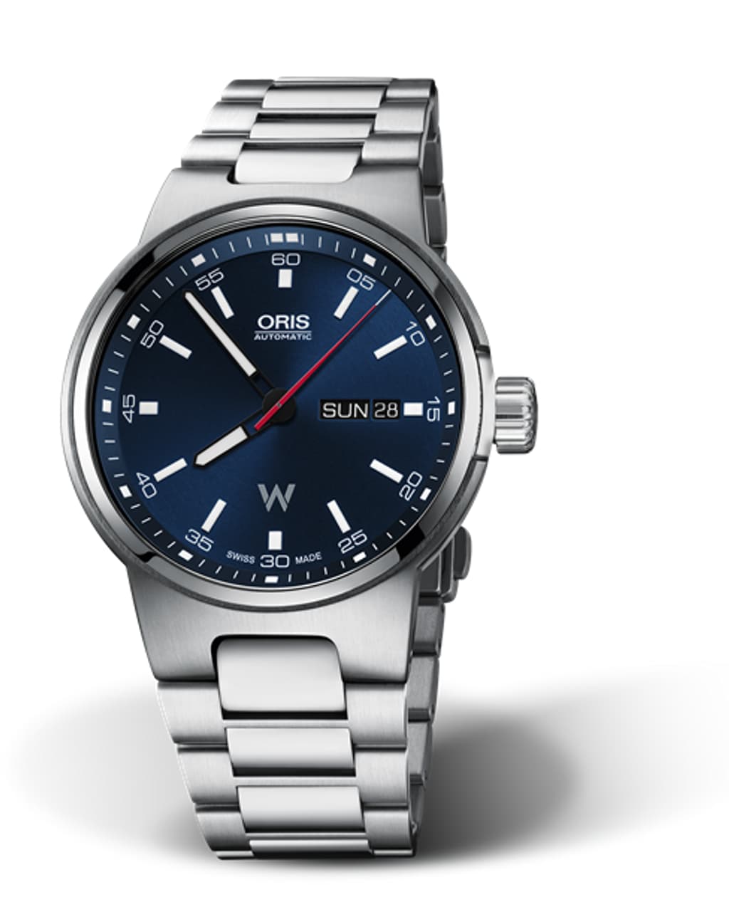 Oris Williams Day Date Uomo 42 mm Acciaio Quadrante Blu Vetro Zaffiro Calibro 735 Automatico Bracciale Acciaio Giorno e Data 10 ATM Swiss Made Ref. 01 735 7716 4155-07 8 24 50 Oasi Watch