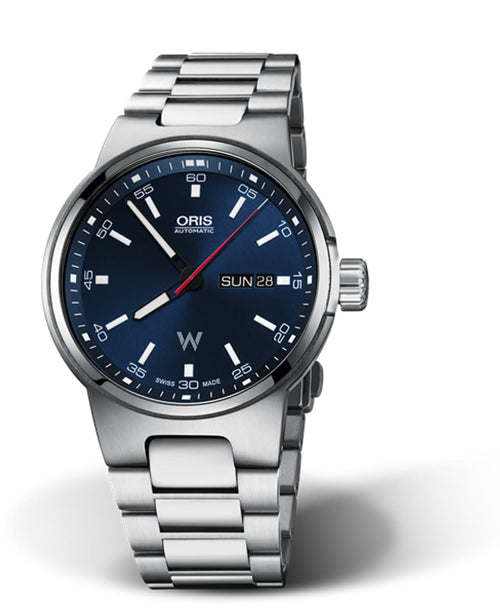 Oris Williams Day Date Uomo 42 mm Acciaio Quadrante Blu Vetro Zaffiro Calibro 735 Automatico Bracciale Acciaio Giorno e Data 10 ATM Swiss Made Ref. 01 735 7716 4155-07 8 24 50 Oasi Watch