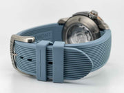 Orologio subacqueo da uomo: cinturino in gomma azzurro con fibbia grigia