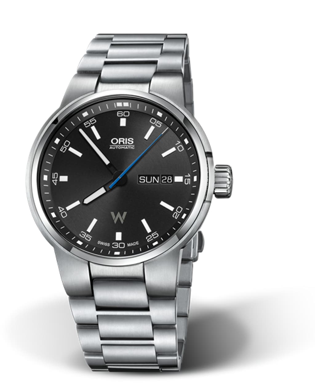 Oris Williams Day Date Uomo 42 mm Acciaio Quadrante Nero Vetro Zaffiro Calibro 735 Automatico Bracciale Acciaio Giorno e Data 10 ATM Swiss Made Ref. 01 735 7740 4154-07 8 24 50S Oasi Watch