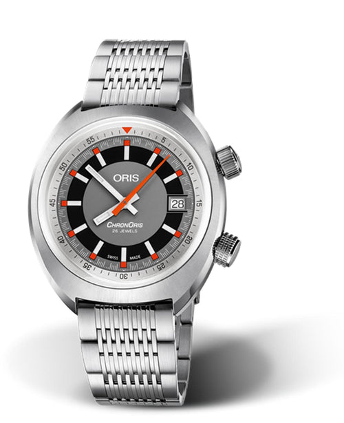 Oris Chronoris Date Uomo 39 mm Acciaio Quadrante Grigio Vetro Zaffiro Calibro 733 Automatico Bracciale Acciaio Data 10 ATM Swiss Made Ref. 01 733 7737 4053-07 8 19 01 Oasi Watch