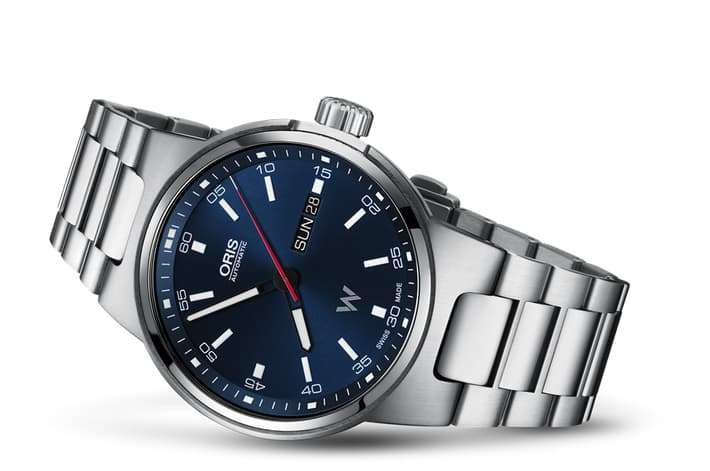 Oris Williams Day Date Uomo 42 mm Acciaio Quadrante Blu Vetro Zaffiro Calibro 735 Automatico Bracciale Acciaio Giorno e Data 10 ATM Swiss Made Ref. 01 735 7716 4155-07 8 24 50 Oasi Watch