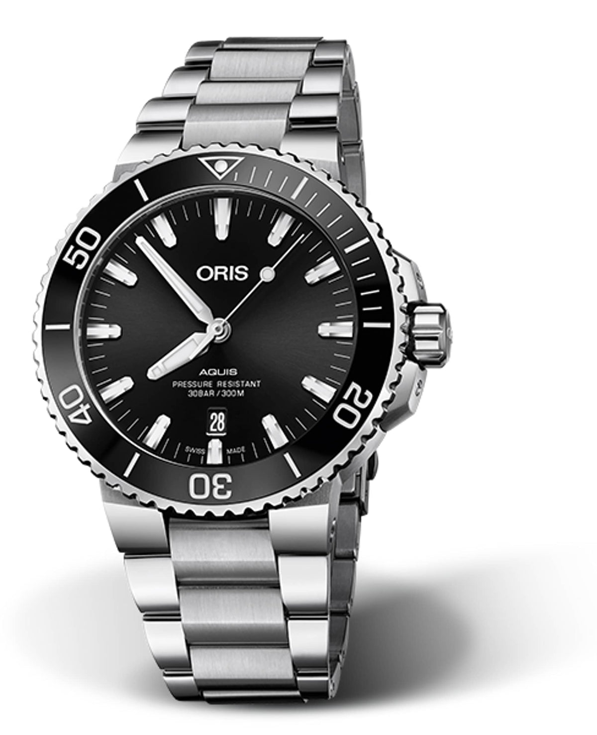 Oris Aquis Date Uomo 43,5 mm Acciaio Quadrante Verde Soleil Lunetta Ceramica Verde Vetro Zaffiro Calibro 733 Automatico Bracciale Acciaio Data 30 ATM Swiss Made Ref. 01 733 7730 4157-07 8 24 05PEB Oasi Watch