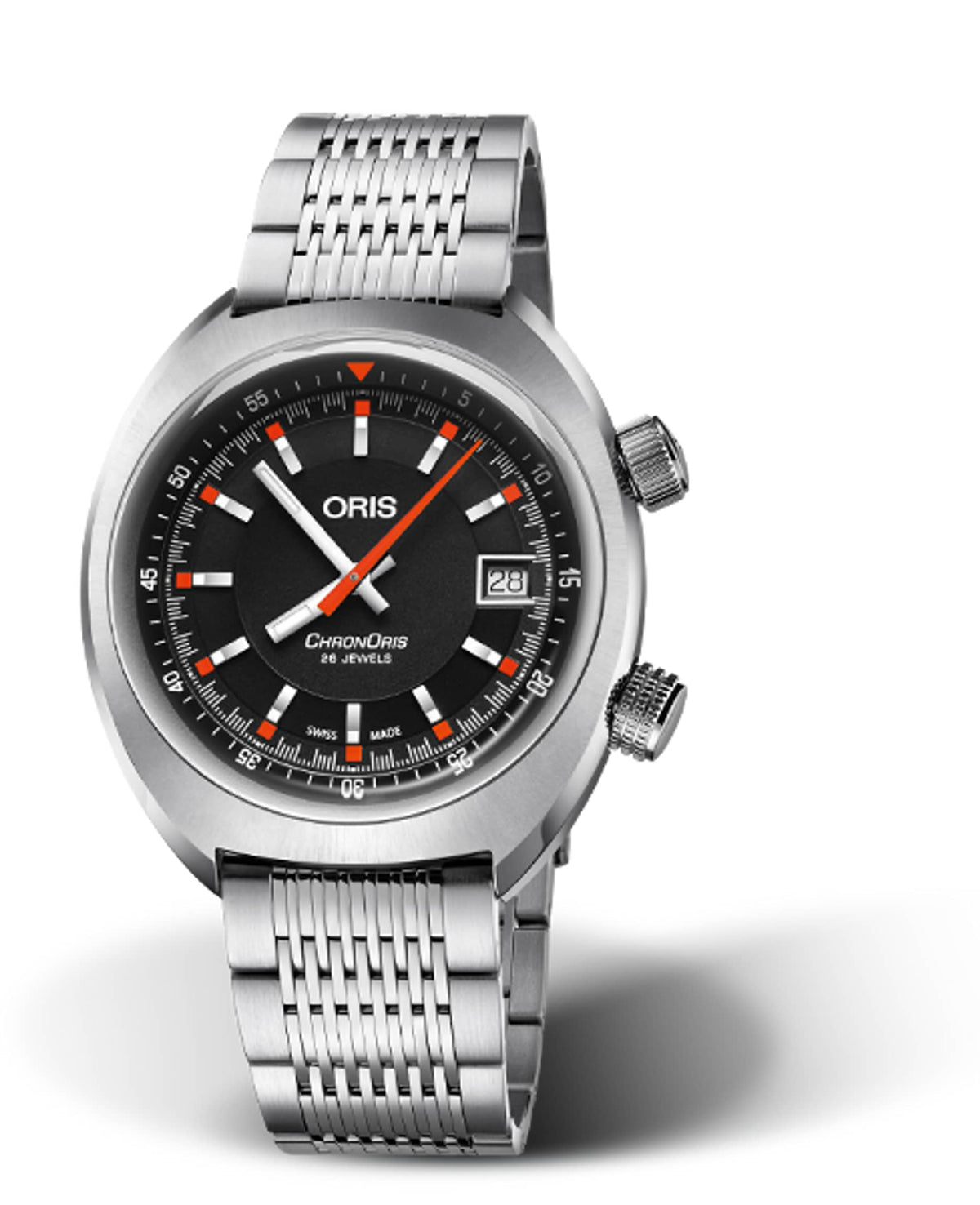 Oris Chronoris Date Uomo 39 mm Acciaio Quadrante Nero Vetro Zaffiro Calibro 733 Automatico Bracciale Acciaio Data 10 ATM Swiss Made Ref. 01 733 7737 4054-07 8 19 01 Oasi Watch