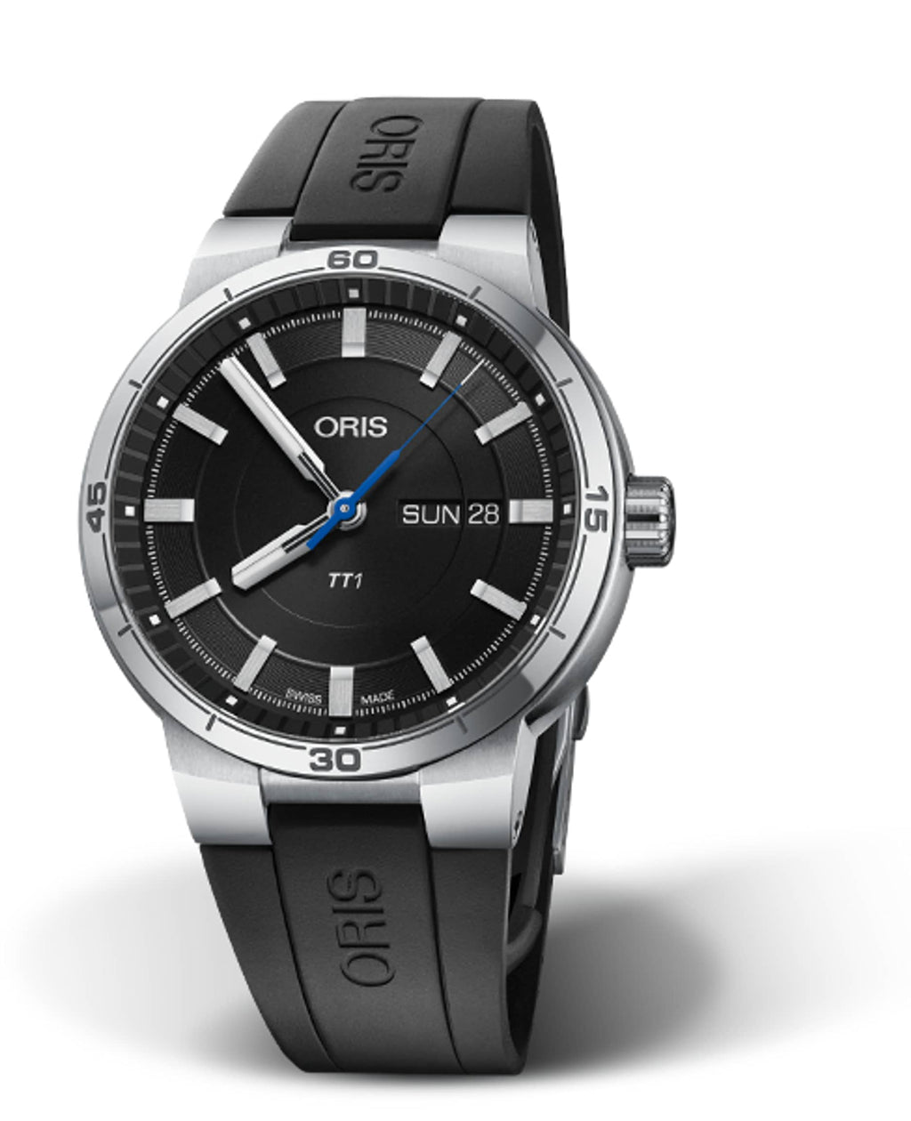 Oris TT1 Day Date Uomo 42 mm Acciaio Quadrante Nero Vetro Zaffiro Calibro 735 Automatico Cinturino Caucciù Nero Giorno e Data 10 ATM Swiss Made Ref. 01 735 7752 4154-07 4 24 06FC Oasi Watch