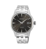 Orologio automatico Seiko in acciaio con quadrante antracite sunray e datario, bracciale maglie