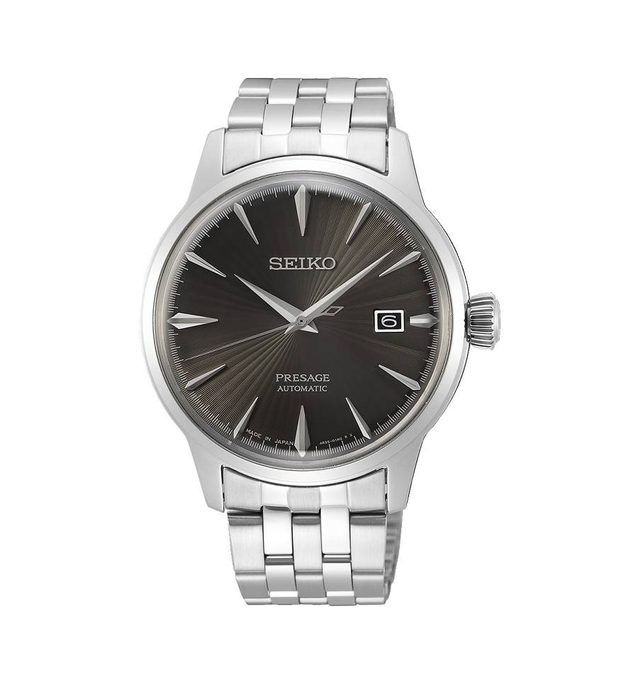 Seiko Presage Cocktail Time Espresso Martini Automatico Uomo 40,5 mm Acciaio Quadrante Antracite Sunray Vetro Hardlex Box-Shaped Data Bracciale Acciaio 50 m Ref. SRPE17J1