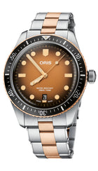 Oris Divers Sixty-Five Date Uomo 40mm Acciaio Quadrante Marrone Automatico Calibro 733 Vetro Zaffiro Lunetta Diver Super-LumiNova Bracciale Acciaio e Bronzo Data 100m Swiss Made Ref. 01 733 7707 4356-07 8 20 17