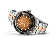 Orologio subacqueo ORIS con quadrante marrone e ghiera nera, bracciale acciaio/bronzo