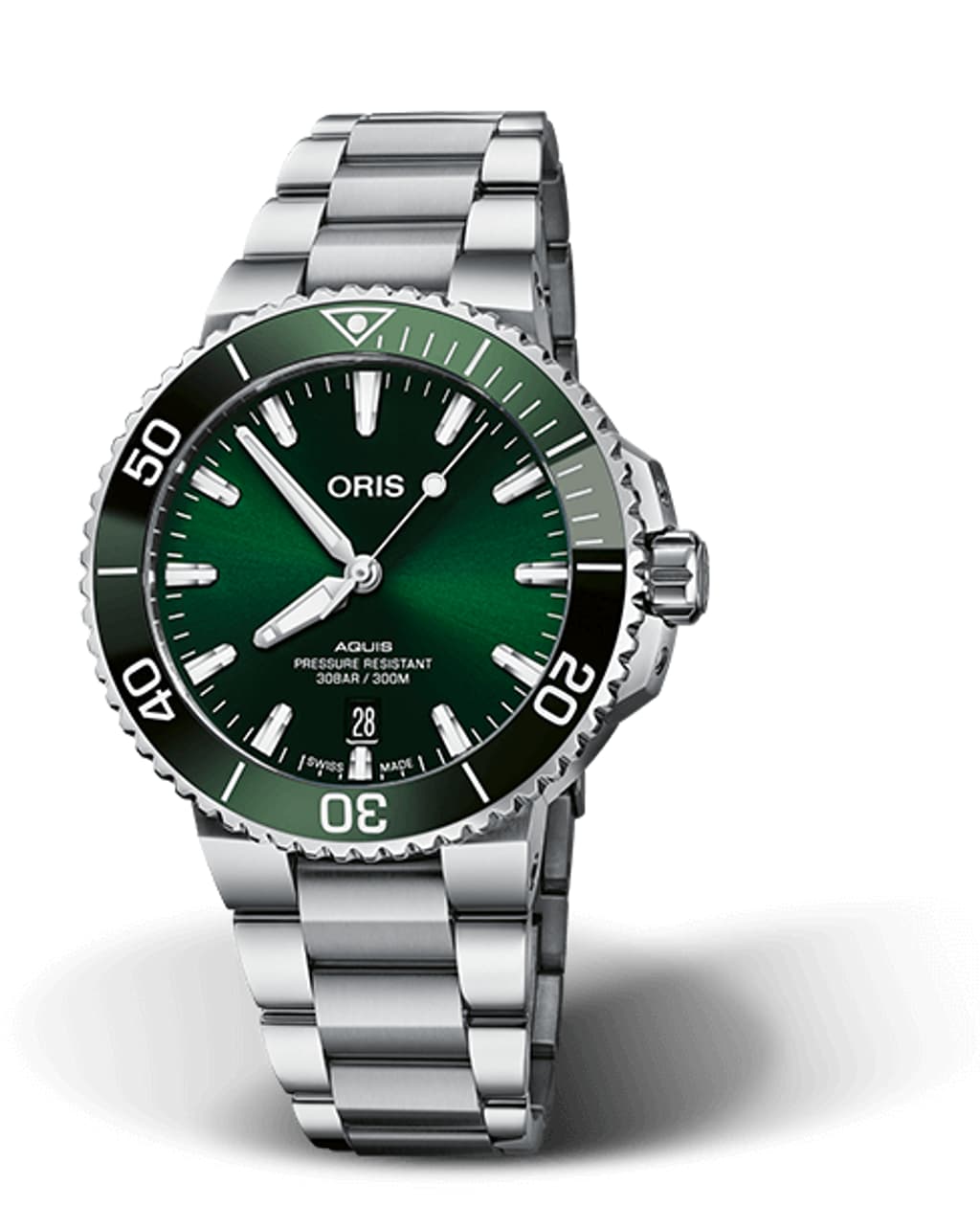 Oris Aquis Date Uomo Swiss Made 43,5 mm Quadrante Verde Acciaio Bracciale Acciaio Vetro Zaffiro Antiriflesso Automatico Calibro 733-1 Data Riserva 41 Ore Diver 300m Ref. 01 733 7789 4157-07 8 23 04PEB MDR