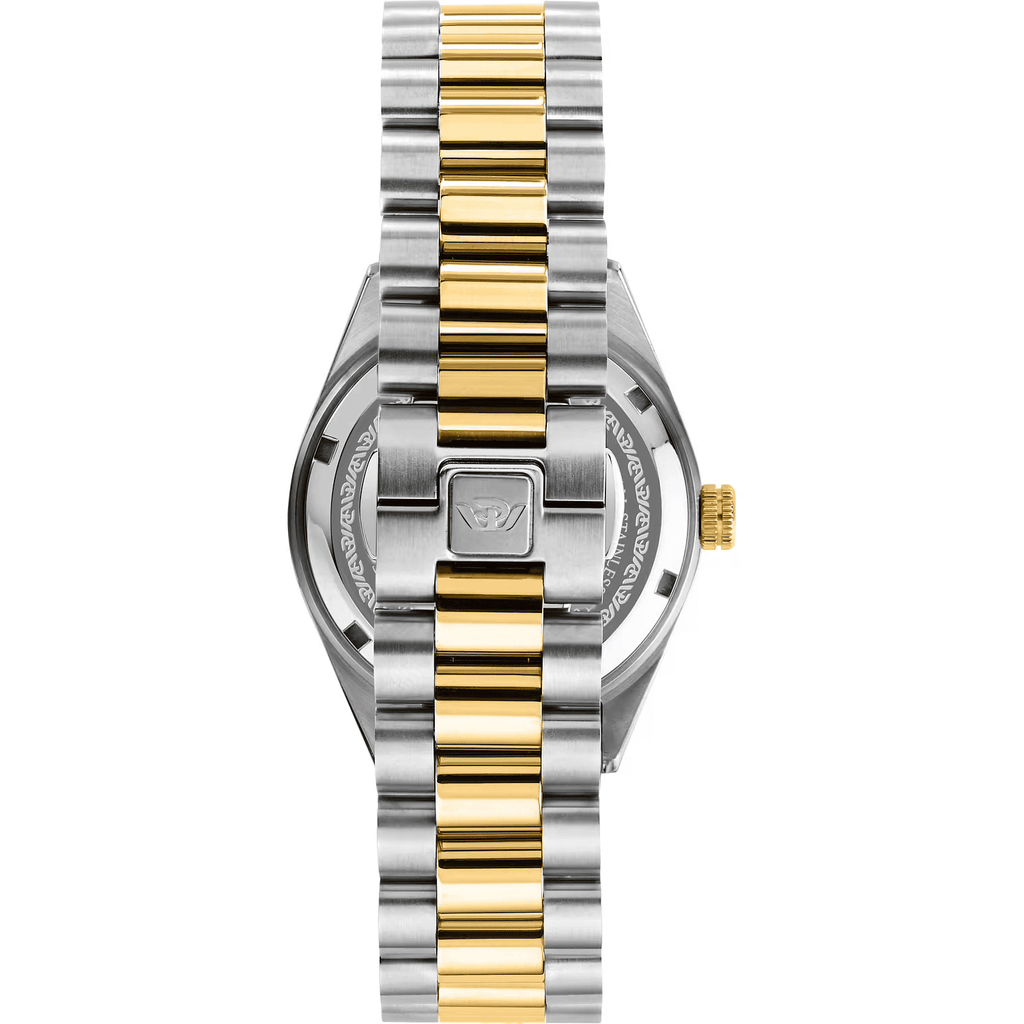 Philip Watch orologio con cassa bicolore oro e acciaio, corona laterale e cinturino rigato