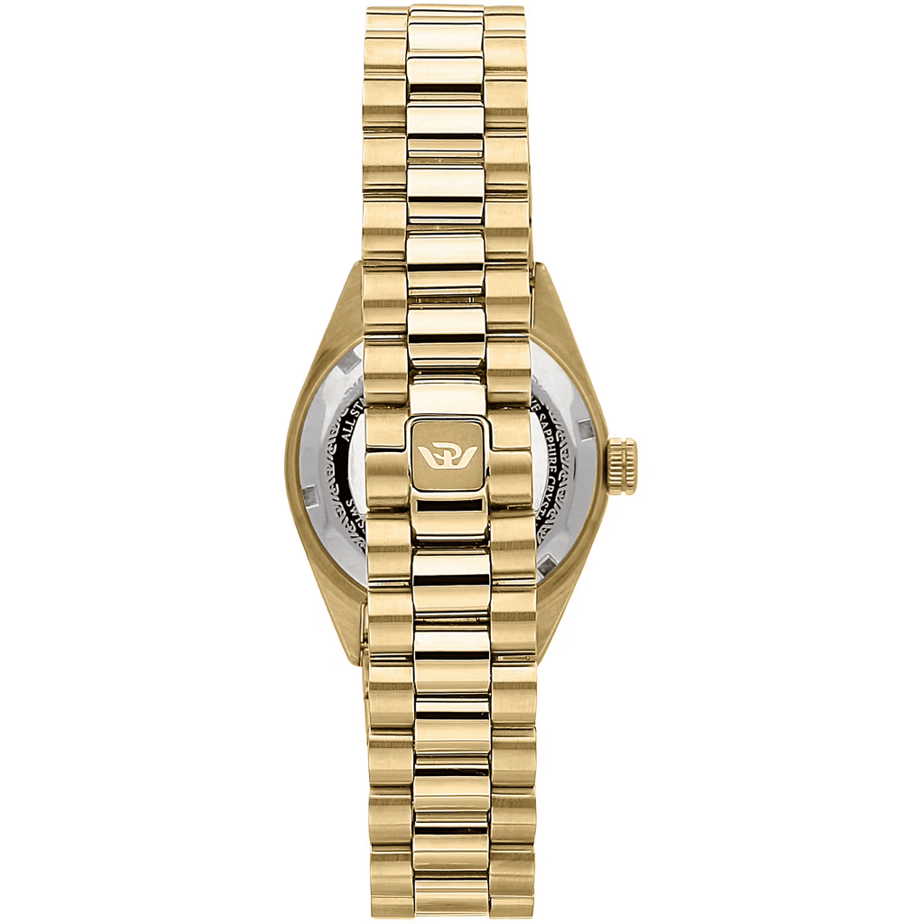 Orologio Philip Watch con bracciale a maglie e fibbia in metallo, finitura oro
