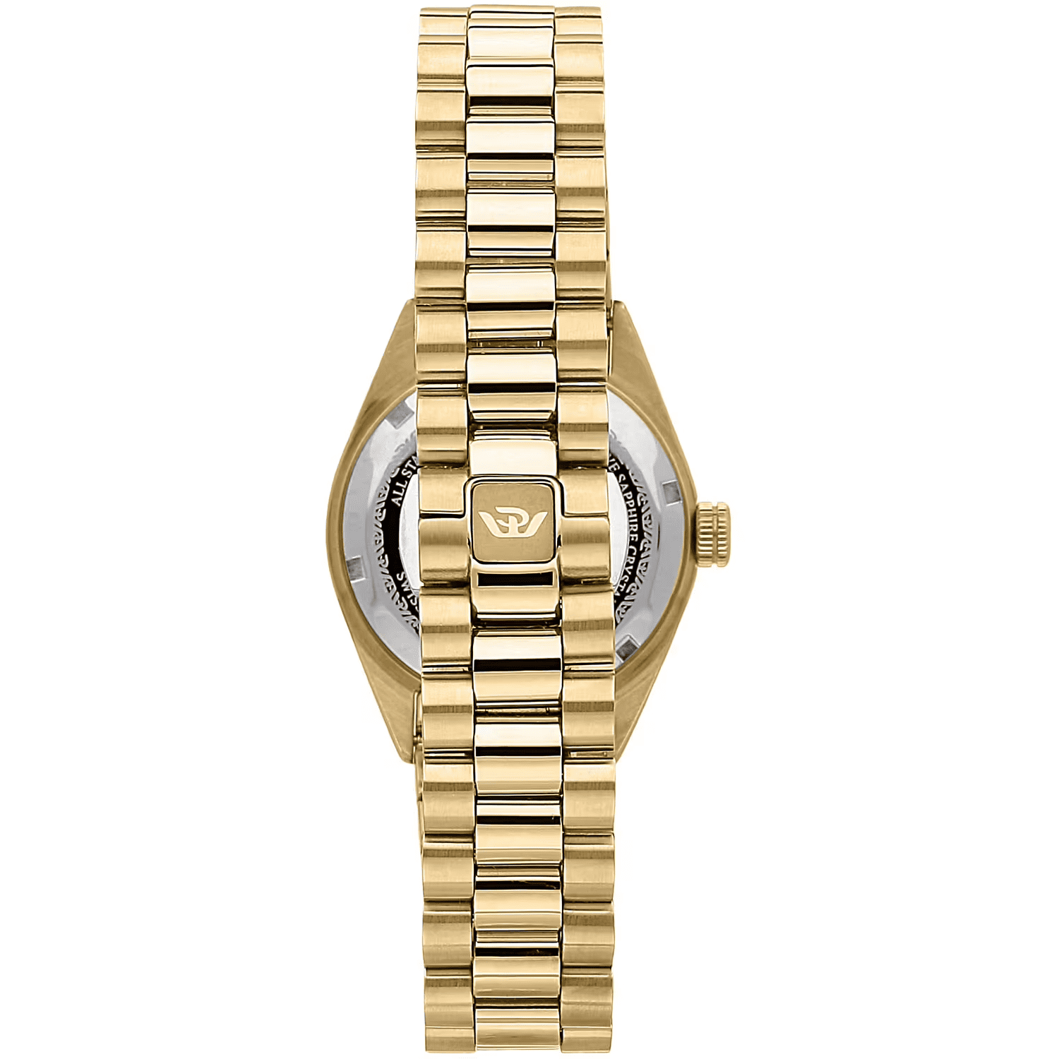 Orologio Philip Watch con bracciale a maglie e fibbia in metallo, finitura oro