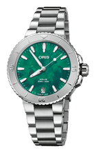 Oris Aquis Date X Bracenet Uomo Unisex Swiss Made 36,5 mm Quadrante Verde Riciclato Acciaio Bracciale Acciaio Vetro Zaffiro Antiriflesso Automatico Calibro 733-1 Data Riserva 41 Ore Diver 300m Ref. 01 733 7770 4137-07 8 18 05P Full Set