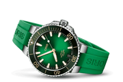 Orologio Oris con quadrante verde, cinturino verde in caucciù e cassa in acciaio