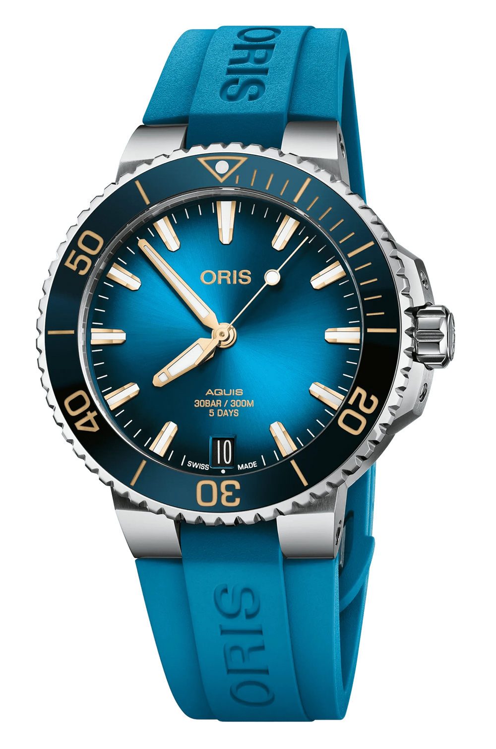 Oris Aquis Date Calibre 400 Uomo Swiss Made 41,5 mm Quadrante Blu Acciaio Cinturino Caucciù Blu Vetro Zaffiro Antiriflesso Automatico Calibro 400 Data Riserva 120 Ore Diver 300m Ref. 01 400 7769 4125-07 4 22 75FC Full Set