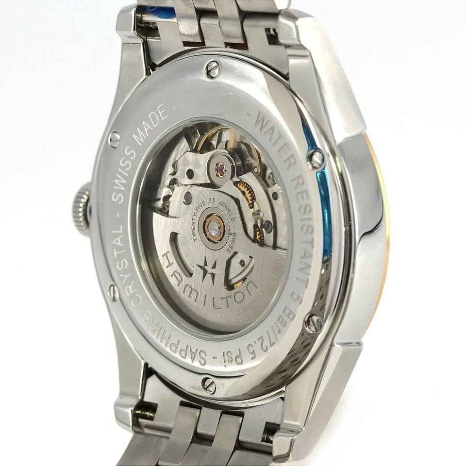 Orologio automatico, fondello trasparente con movimento visibile, cassa acciaio, bracciale