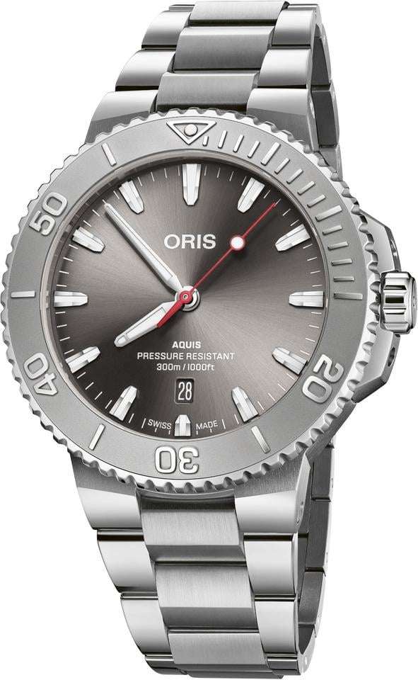 Oris Aquis Date Uomo Swiss Made 43,5 mm Quadrante Grigio Acciaio Bracciale Acciaio Vetro Zaffiro Antiriflesso Automatico Calibro 733-1 Data Riserva 41 Ore Diver 300m Ref. 01 733 7789 4153-07 8 23 04PEB MDR