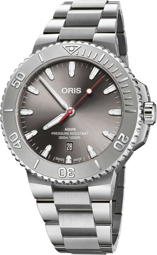 Oris Aquis Date Uomo Swiss Made 43,5 mm Quadrante Grigio Acciaio Bracciale Acciaio Vetro Zaffiro Antiriflesso Automatico Calibro 733-1 Data Riserva 41 Ore Diver 300m Ref. 01 733 7789 4153-07 8 23 04PEB MDR