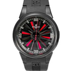 Perrelet Turbine Regular 12 Automatico Uomo 44 mm Acciaio PVD Nero Turbina 12 Pale Quadrante Nero Rosso Vetro Zaffiro Calibro P-331 Caucciù Nero 50 m Swiss Made Ref. A1047/1