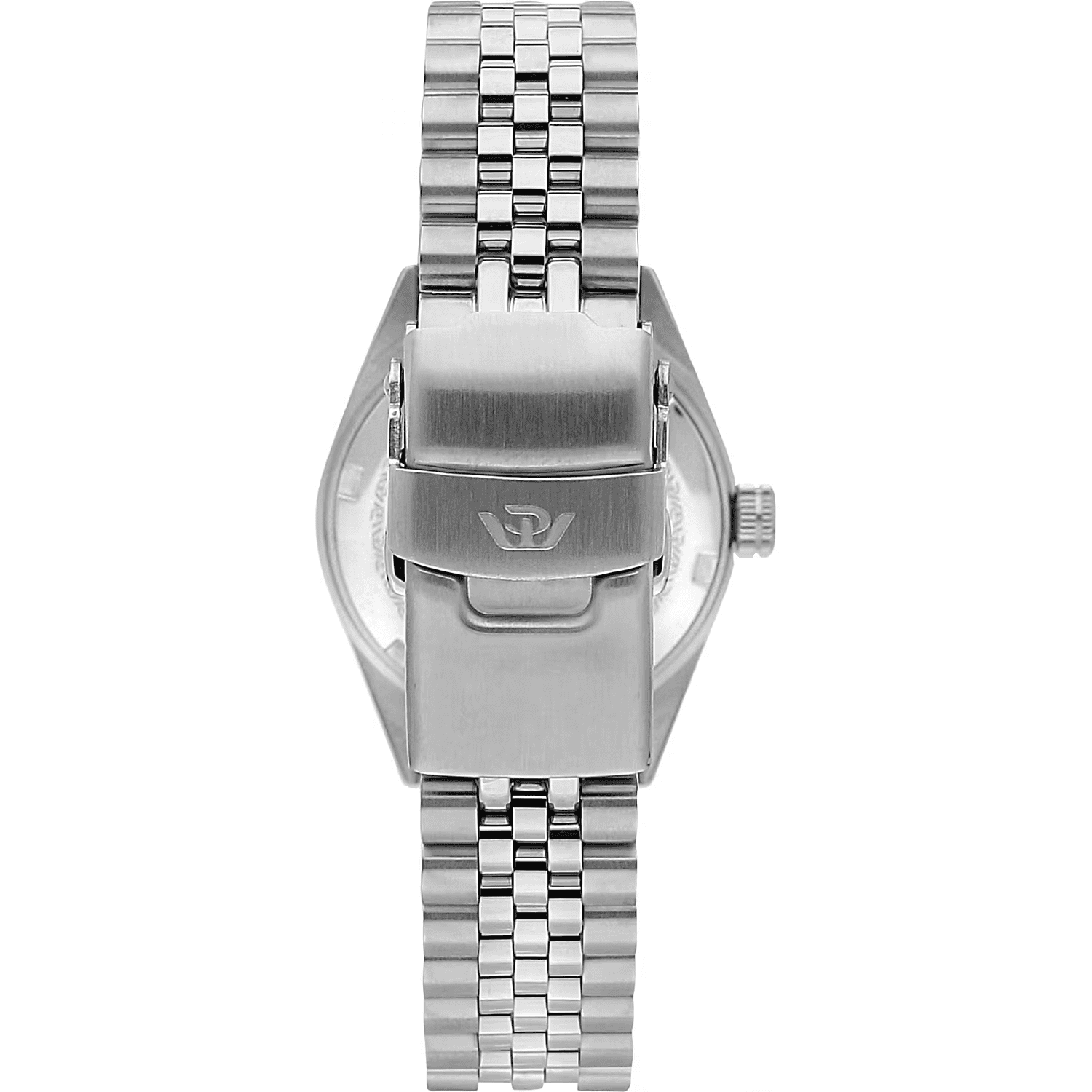 Orologio da polso da donna con quadrante argento e bracciale maglia in metallo