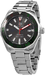 Orologio subacqueo TAG Heuer in acciaio, quadrante nero con indici verdi e cinturino a maglie