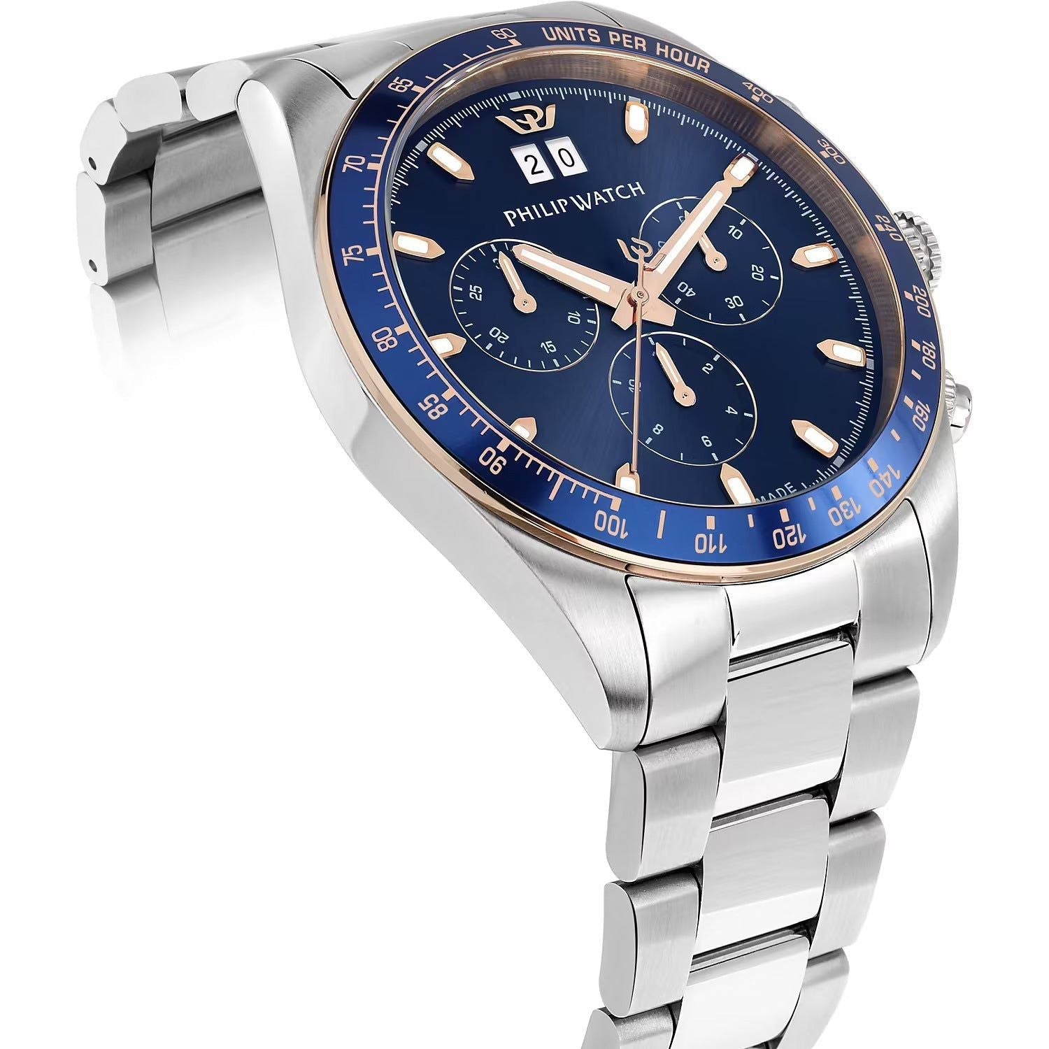 Orologio Philip Watch Caribe blu cronografo quarzo con quadrante e bracciale acciaio