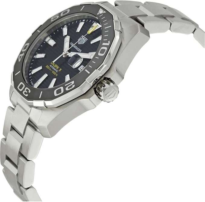 Orologio TAG Heuer con cassa in acciaio, lunetta girevole e quadrante nero