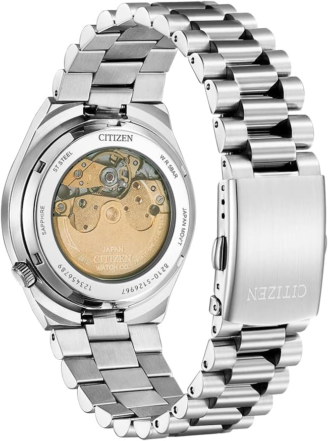 Citizen Tsuyosa Automatico Uomo 40 mm Acciaio Quadrante Arancione Soleil Vetro Zaffiro Data Calibro 8210 Bracciale Acciaio 50 m Ref. NJ0151-88Z
