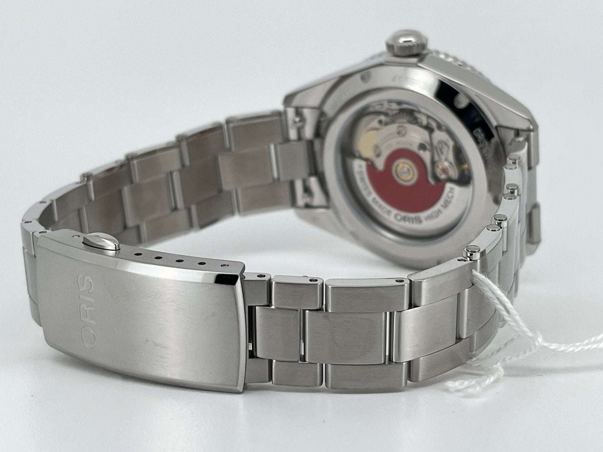 Oris Divers Date Uomo 39mm Acciaio Quadrante Blu Automatico Calibro 733-1 Lunetta Ceramica Vetro Zaffiro Bracciale Acciaio Cinturino Gomma Data Super-LumiNova 200m Swiss Made Ref. 01 733 7795 4055-Set Oasi Watch