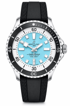 Breitling Superocean Automatic 44 Uomo Acciaio Quadrante Turchese Lunetta Ceramica Vetro Zaffiro Cronometro Calibro 17 Caucciù Nero 300 m Swiss Made Ref. A17376211L2S1