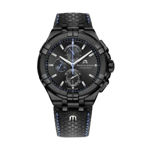 Maurice Lacroix AIKON Chronograph Limited Edition Uomo 44 mm Acciaio PVD Nero Quadrante Nero Soleil Quarzo Vetro Zaffiro Cinturino Pelle Nera Cronografo Data 10 ATM Swiss Made 1000 Esemplari Ref. AI1018-PVB01-337-1 Oasi Watch