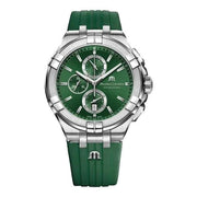 Orologio cronografo Maurice Lacroix AIKON con quadrante verde e cinturino in gomma verde