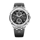 Maurice Lacroix AIKON Chronograph Uomo 44 mm Acciaio Quadrante Nero Soleil Quarzo Swiss Made Vetro Zaffiro Cinturino Gomma Nero Cronografo Data Piccoli Secondi 10 ATM Ref. AI1018-SS001-330-2