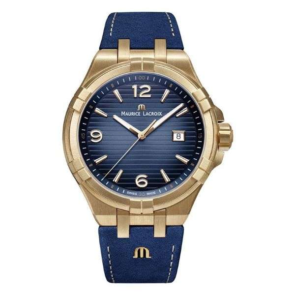 Maurice Lacroix AIKON Bronze Limited Edition Uomo 44 mm Bronzo Quadrante Blu Vetro Zaffiro Quarzo Swiss Made Cinturino Pelle Blu Data 10 ATM 500 Pezzi Ref. AI1028-BRZ01-420-1 Oasi Watch