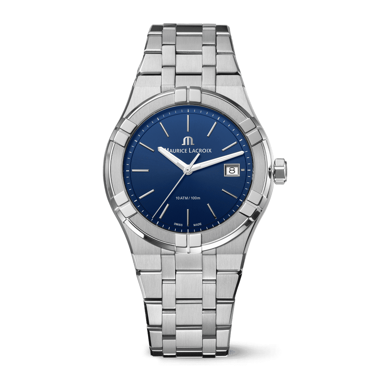Maurice Lacroix AIKON Quartz Date Uomo 40 mm Acciaio Quadrante Blu Soleil Vetro Zaffiro Quarzo Swiss Made Bracciale Acciaio Data 10 ATM Ref. AI1108-SS002-430-1 Oasi Watch