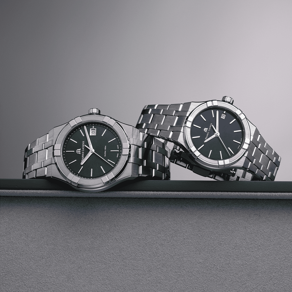 Maurice Lacroix AIKON Quartz Date Uomo 40 mm Acciaio Quadrante Blu Soleil Vetro Zaffiro Quarzo Swiss Made Bracciale Acciaio Data 10 ATM Ref. AI1108-SS002-430-1 Oasi Watch