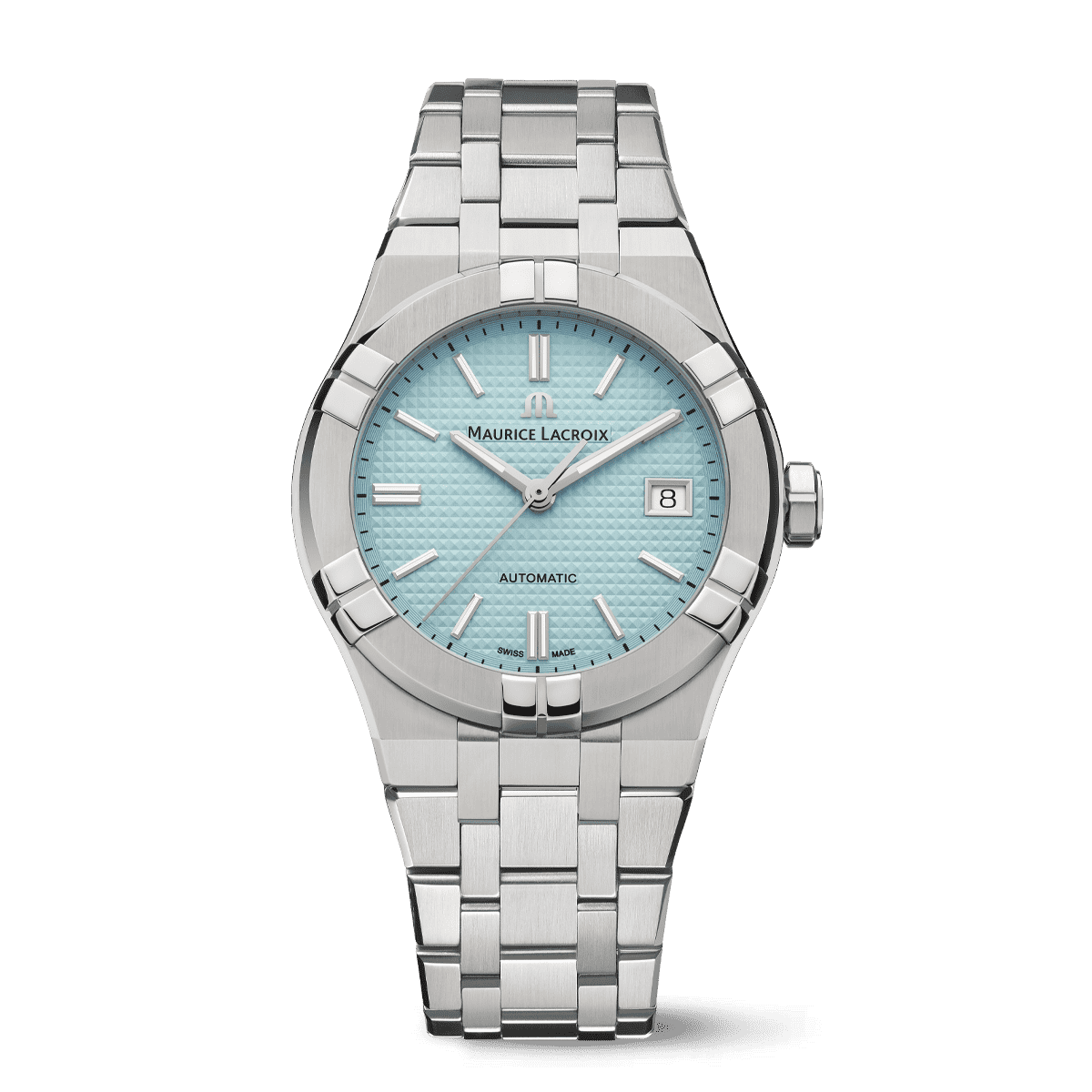 Maurice Lacroix AIKON Automatic Limited Summer Edition Uomo 39mm Acciaio Quadrante Azzurro/Turchese Automatico ML115 Vetro Zaffiro Bracciale Acciaio + Cinturino Caucciù Azzurro Data 20 ATM Swiss Made Limited 888 Ref. AI6007-SS00F-431-C Oasi Watch