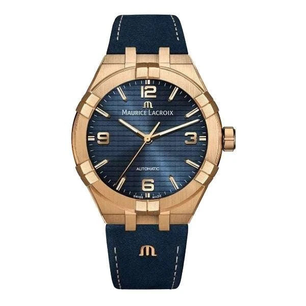 Maurice Lacroix AIKON Automatic Bronze Limited Edition Uomo 42mm Cassa Bronzo Quadrante Blu Clous de Paris Automatico Calibro ML115 Vetro Zaffiro Cinturino Pelle Blu Data 200m Swiss Made 500 Esemplari Ref. AI6008-BRZ01-420-1 OASI WATCH
