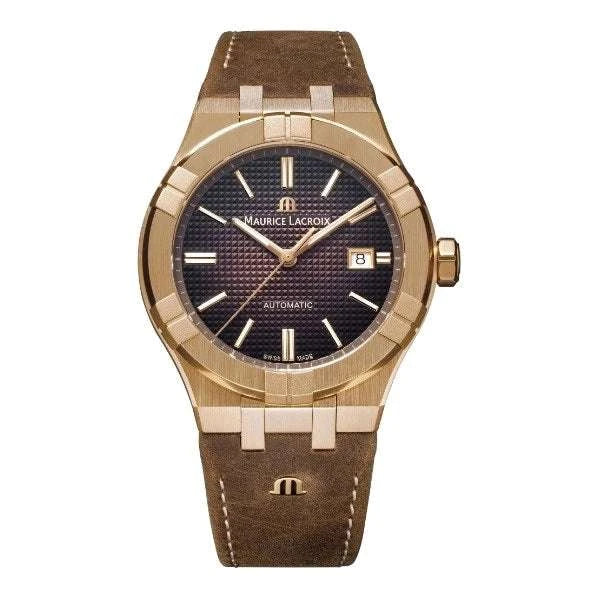 Maurice Lacroix AIKON Automatic Bronze Limited Edition Uomo 42 mm Bronzo Quadrante Marrone Sfumato Clous de Paris Vetro Zaffiro Calibro ML115 Automatico Cinturino Pelle Marrone Data 20 ATM 888 Pezzi Ref. AI6008-BRZ01-730-3 Oasi Watch