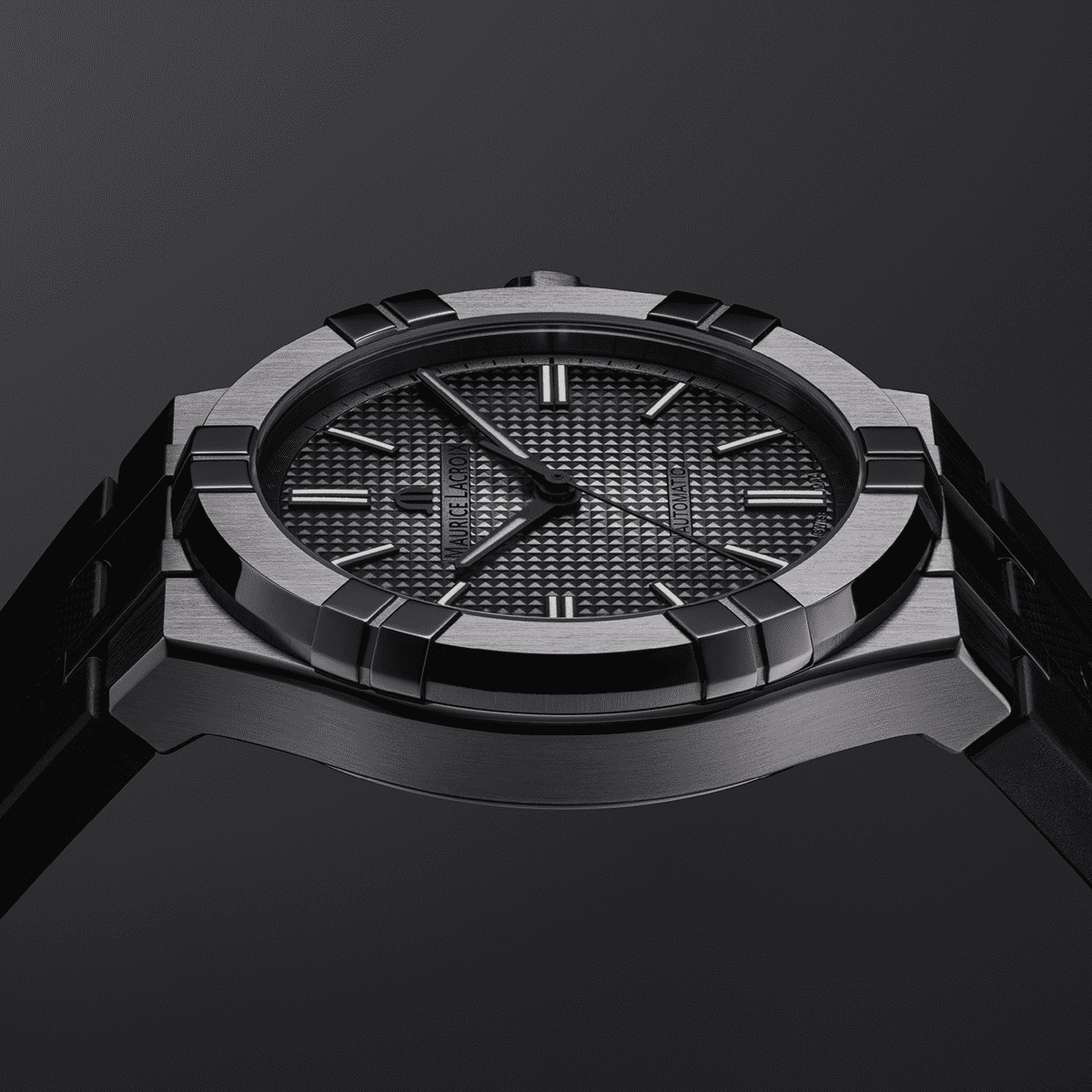 Maurice Lacroix AIKON Automatic Uomo 42mm Gunmetal PVD Limited Edition Quadrante Grigio Clous de Paris Automatico ML115 Vetro Zaffiro Caucciù Nero 20 ATM Swiss Made Ref. AI6008-PVB00-330-2 Oasi Watch