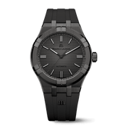 Orologio automatico uomo, cassa grigio PVD, quadrante grigio zigrinato, cinturino nero.