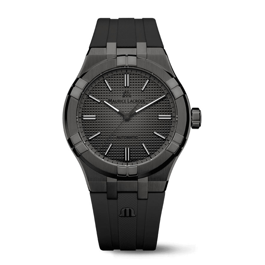 Maurice Lacroix AIKON Automatic Uomo 42mm Gunmetal PVD Limited Edition Quadrante Grigio Clous de Paris Automatico ML115 Vetro Zaffiro Caucciù Nero 20 ATM Swiss Made Ref. AI6008-PVB00-330-2