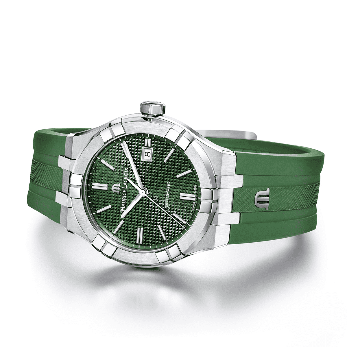Maurice Lacroix AIKON Automatic Date Uomo 42mm Acciaio Quadrante Blu Clous de Paris Automatico ML115 Vetro Zaffiro Cinturino Caucciù Blu Data 20 ATM Swiss Made Ref. AI6008-SS000-430-4 Oasi Watch