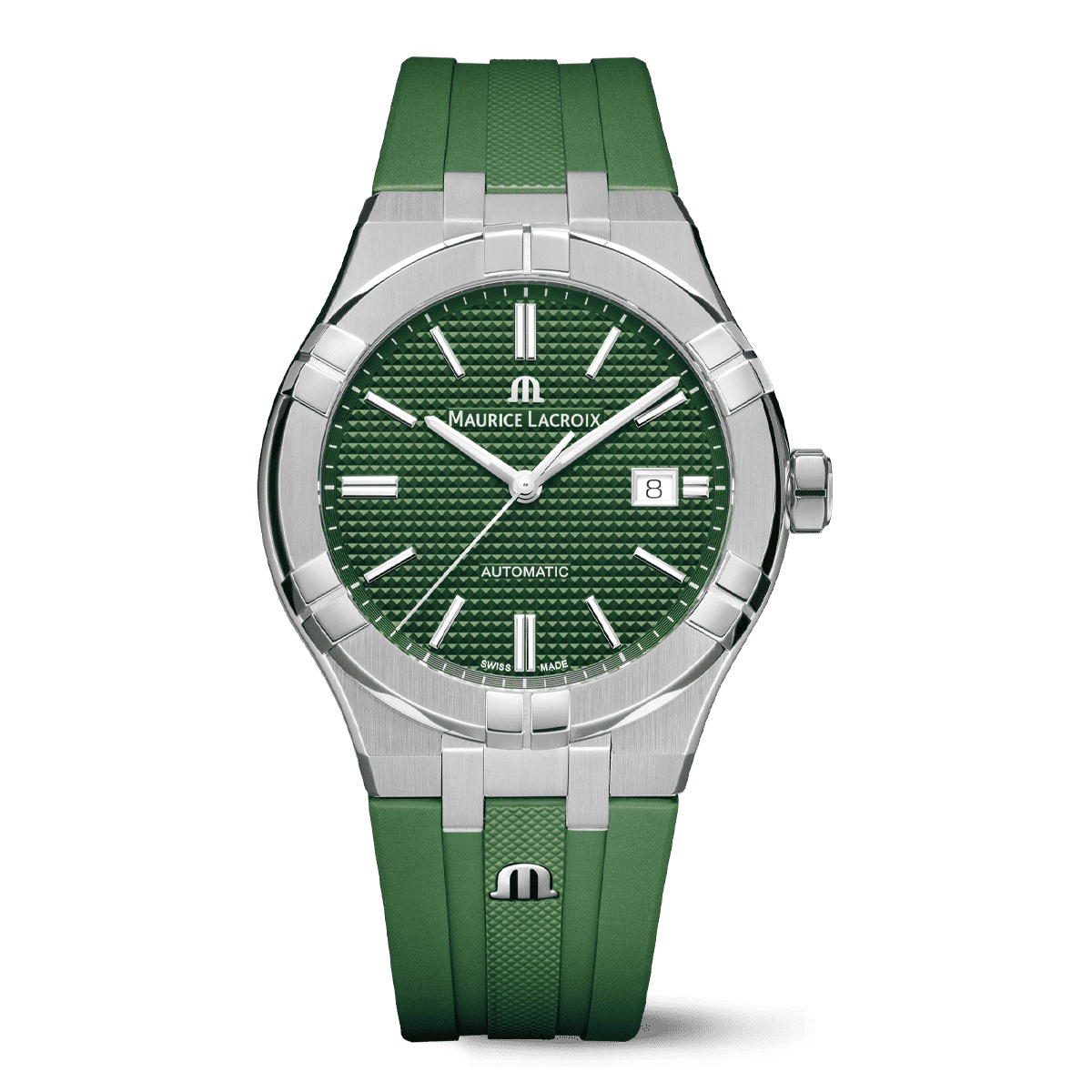 Maurice Lacroix AIKON Automatic Date Uomo 42mm Acciaio Quadrante Blu Clous de Paris Automatico ML115 Vetro Zaffiro Cinturino Caucciù Blu Data 20 ATM Swiss Made Ref. AI6008-SS000-430-4 Oasi Watch