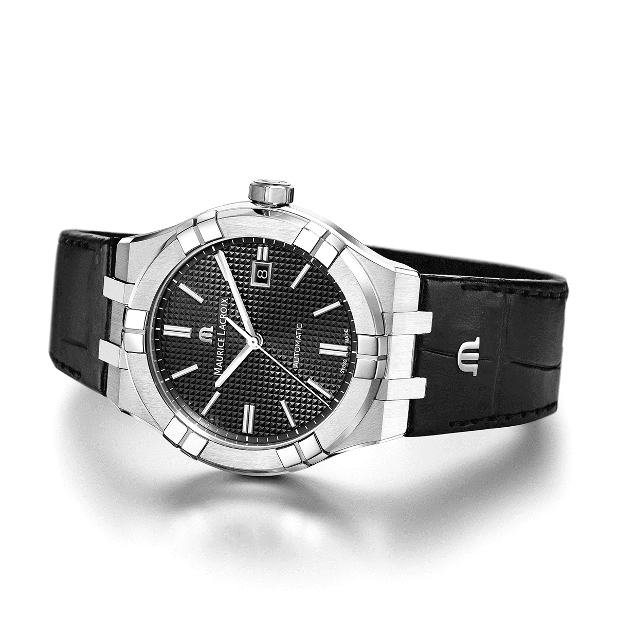 Maurice Lacroix AIKON Automatic Date Uomo 42mm Acciaio Quadrante Blu Clous de Paris Automatico Calibro ML115 Vetro Zaffiro Cinturino Pelle Blu Data 20 ATM Swiss Made Ref. AI6008-SS001-430-1 Oasi Watch