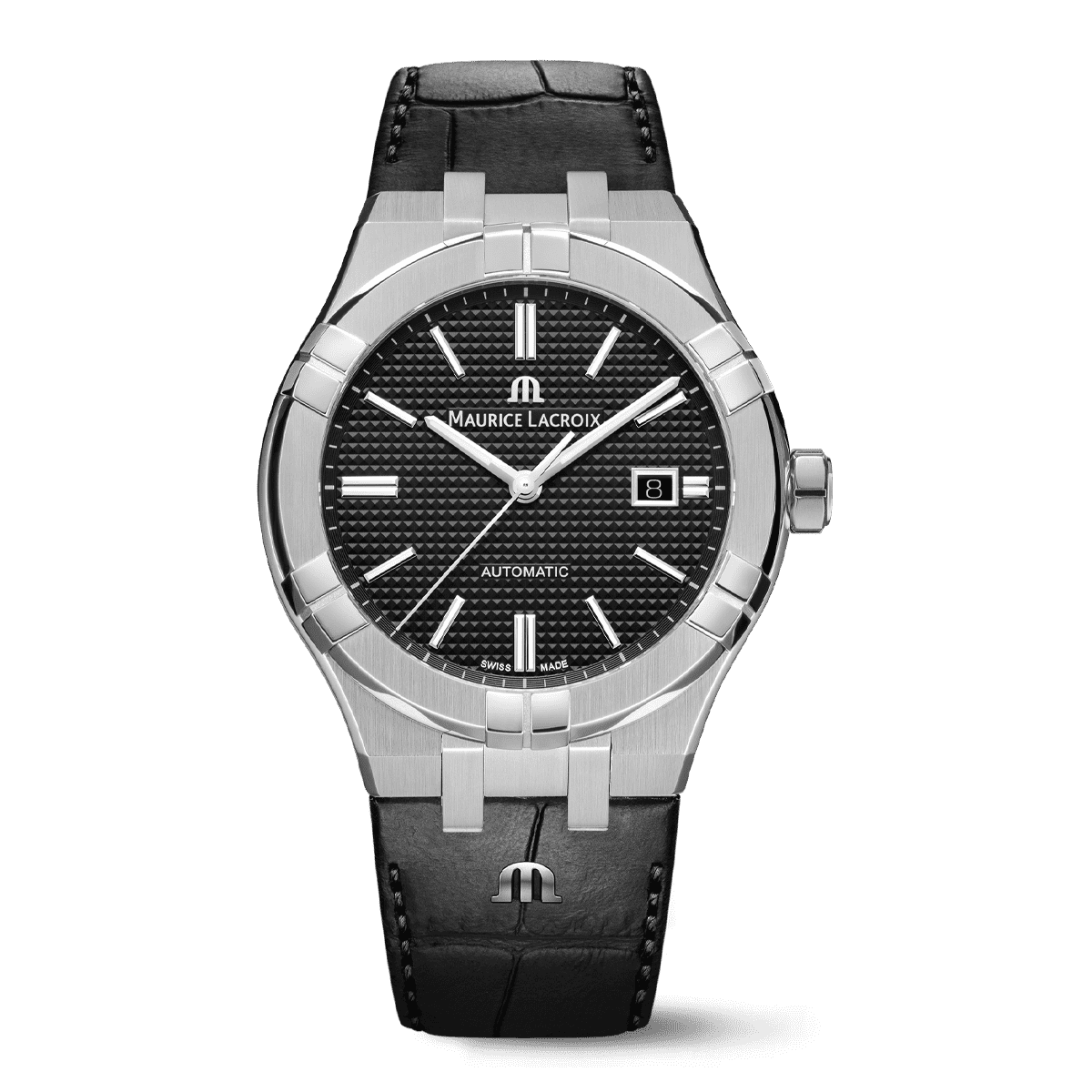 Maurice Lacroix AIKON Automatic Date Uomo 42mm Acciaio Quadrante Blu Clous de Paris Automatico Calibro ML115 Vetro Zaffiro Cinturino Pelle Blu Data 20 ATM Swiss Made Ref. AI6008-SS001-430-1 Oasi Watch