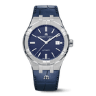 Maurice Lacroix AIKON Automatic Date Uomo 42mm Acciaio Quadrante Blu Clous de Paris Automatico Calibro ML115 Vetro Zaffiro Cinturino Pelle Blu Data 20 ATM Swiss Made Ref. AI6008-SS001-430-1